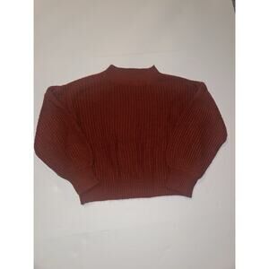 GB Girls Sweater XL Rust Orange Crop Mock Neck Chunky Knit Pullover